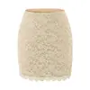 Conjunto Duas Peças Feminino: Top de Renda Branca com Decote V e Manga Longa, Modelagem Justa, Saia Curta de Cintura Baixa, Justa ao Corpo, Estilo Hot Girl para Primavera