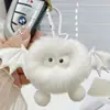 Nuevo colgante de peluche de diablito bola de carbón imitación de pelo de conejo rex para llavero de coche, colgante para mochila escolar, venta al por mayor