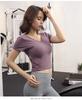 Top fitness com almofada no peito feminino, justo, elástico, fino, secagem rápida, curto, umbigo, sexy, esportivo, corrida, yoga, traje
