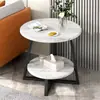 Mesa Redonda Simples, Sofá de Luxo Leve, Mesa de Centro com Padrão de Ardósia, Mesinha de Chá para Apartamento Pequeno, Sala de Estar Moderna, Mesa Pequena Simples para Uso Doméstico