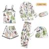Conjunto Delgado Tipo Seda de 7 Piezas para Todas las Estaciones, Cárdigan para Mujer, Estilo Camisola Delgado de Seda de Hielo, Ropa de Casa Estilo Cereza y Fresa