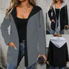 2024 Moda Casual de Otoño e Invierno para Mujer, Sudadera con Capucha y Cardigan de Bloques de Color, Comercio Exterior Europeo y Americano Transfronterizo