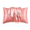 Funda de almohada de seda artificial de color liso para comercio exterior transfronterizo funda de almohada funda de almohada de satén sobre tipo sobre venta al por mayor un par