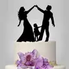Tarjeta de Pastel de Bodas Acrílica Tarjeta para Novios Tarjeta de Pastel de Niña Bailando Tarjeta de Pastel para Familia de Tres Tarjeta de Pastel