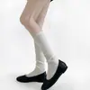 Calcetines de canalé de lana para otoño e invierno, adelgazantes, suaves y sencillos, hasta la pantorrilla para mujer, en tonos grises y versátiles de café