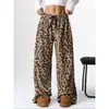 2025 Transfronteiriço Tk Amazon Temu Aliexpress Europeu e Americano Novos Calças Casuais Calças Estampadas de Leopardo Calças de Perna Larga