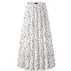Fronteiriça Feminino Chiffon Elástico Cintura Alta Pregueado Linha A Flare