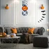 Decoração de madeira suspensa com letras BOO e abóbora, Pendurador de porta de abóbora oca de Halloween, Placa decorativa de madeira para porta de entrada de quintal
