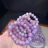 Pulseira Circular Única de Contas Redondas de Kunzita Natural com Cor Fresca e Elegante, Lisa e Delicada, com Olho de Gato Inteligente