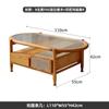 Mesa de Centro de Madera Maciza Estilo Japonés Tejido de Ratán Doble Capa Apartamento Pequeño Mesa de Té Vidrio Changhong Mesa Baja Moderna para Sala de Estar Hogar Madera de Fresno