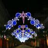 Luzes de LED em forma de floco de neve para a rua, iluminação pública, luzes transversais, luzes de estilo festivo de primavera ao ar livre, luzes de corda