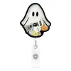 Clipe Acrílico de Agitar Halloween Fantasma Abóbora Areia Flutuante Porta-Crachá Retrátil Clipe para Crachá de Enfermeira
