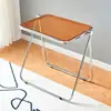 Wangdins Mesa Plegable Transparente de Acrílico Simple para Hogar, Dormitorio, Balcón, Juego de Mesa y Sillas, Mesa Portátil