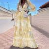 2022 Amazon transfronterizo estación independiente ebay transfronterizo nuevo elegante hueco sexy cuello en V vestido de falda amplia para mujer