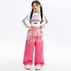 Ropa de Jazz para Niñas, Estilo Coreano Moderno y de Moda, Conjunto de Ropa de Práctica Degradada, Ropa de Rendimiento Moderna para Niños que Muestra el Ombligo para el Día de Año Nuevo