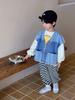 Chaleco vaquero informal de estilo coreano para niños y niñas, chaqueta cárdigan holgada a juego con colores, ropa para niños