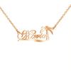Collar con Nombre de Árbol de Coco Creativo DIY Europeo y Americano para Mujer, de Moda, Colgante de Acero Inoxidable, Personalizado, Cadena para Clavícula con Letra