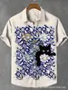 Camisa Estilo Chinês Transfronteiriça Amazon Jovem Pintura a Tinta Verão 2024 Nova Camisa Masculina de Manga Curta Respirável