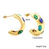 Pendientes de Estilo Nuevo Europeos y Americanos, de Moda y Elegantes, Pendientes con Incrustaciones de Diamantes para Mujer, Pendientes de Acero Inoxidable de Color Mixto Turquesa, Comercio Exterior