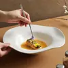 Sombrero de Paja con Flores de Fábrica Plato Cuenco de Sopa Cerámico Alto Valor de Color Irregular Cuenco Salah Cuenco de Postre Vajilla de Hotel Cuenco para Platos Fríos