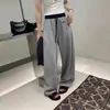 Pantalones de pierna ancha con bordado de otoño, estilo casual americano, con cordón en la cintura alta, pantalones de pierna ancha sueltos, efecto adelgazante, con caída, pantalones casuales