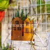 Novo Candeeiro Rústico Charmoso Enferrujado Pendurado Vaso de Flores - Decoração de Metal Estilo Rústico para Jardim e Gramado