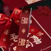 Cinta Roja Especial para Quilts de Boda, Cinta Decorativa para los Artículos del Dote de la Novia, Cinta Estampada en Oro con Palabras Felices, Mayoreo