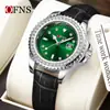 Reloj Popular para Mujer de Transmisión en Vivo de Oufani, Simple Verde Fluorescente Water Ghost Anillo de Diamante Resistente al Agua Reloj de Cuarzo, Reloj de Lujo Ligero con Calendario Simple