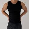 Cintura de sentido avanzado hilo de costura apretado elástico secado rápido transpirable para hombre verano sin mangas fitness entrenamiento deportivo traje