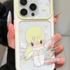 Funda Bonita de Ángel de Otoño para Teléfono Apple 17 Pro Max iPhone 16 Pro Transparente 15 Ventana Grande