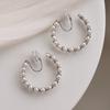 Arete de Perlas Retro Francés de Alta Gama Elegantes Aretes Combinables Clip para Oreja con Placa para Incienso de Mosquitos sin Oreja Aretes de Celebridad de Internet