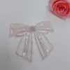 Acessórios para vestido de noiva em base de malha de poliéster rosa e branco em estoque, comumente usados para vestidos de princesa, acessórios de renda em formato de laço para roupas