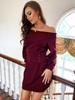 Vestido tipo suéter de punto acanalado para mujer de TAJA, de primavera y otoño, ajustado, con cintura y hombros descubiertos, de manga larga