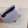 Coreia do Sul Ins Novo Faixa de Cabelo Listrada Xadrez Azul Versão Larga Doce Moda Faixa de Cabeça Botão de Pressão para Cabelo Adorno de Cabeça Acessórios de Cabelo