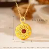 Nuevo Colgante de Disco Luminoso Chapado en Oro con Textura Dorada, Cadena para Clavícula de Moda Tendencia China, Suministro Directo
