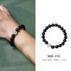 Pulsera de Cuentas de Transferencia de Cristal de Nube de Obsidiana de Plata Esterlina S925 para Hombre, Estilo Retro Simple, Diseño de Nicho Avanzado