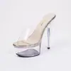 Sandalias de Moda Casual con Plataforma Puntiaguda, Banda Transparente Nueva de Verano 2023, Tacón Grueso, Tacón Alto Exterior, Zapatillas para Mujer