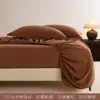Conjunto de Lençóis de Algodão Puro Escovado Classe A e Lençóis com Elástico Três Peças Cor Pura Amigo da Pele Macio Simples Roupa de Cama Simples Amigo da Pele