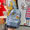 Mochila Azul Estrellada para Mujer Gran Capacidad Ligera Bolso Escolar Simple Versátil Alta Apariencia Mochila Diaria Nicho