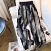 Pantalones de Pierna Ancha de Seda Helada Estilo Nacional Pintura al Tinte Anudado Estilo Chino Nuevo para Mujer 2025 Verano Delgados Casuales Sueltos de Cintura Alta