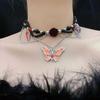 Collar con Cuentas de Mariposa Gótica Diablo Collar para Mujer chocker Sentido de Alta Gama Accesorios de Nicho Cadena para Clavícula ~
