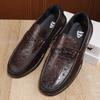 Zapatos Casuales para Hombre de Cuero de Vaca de Primera Capa, Mocasines de Moda para Hombre con Piel Genuina Grabada, Slip-On, Suela Suave