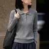 2026 Novo Suéter de Tricô Simples e Versátil com Mangas Longas e Bordado Elegante, Suéter Feminino Emagrecedor