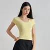 Huanpan Esportes ao Ar Livre Manga Curta High-End Justo Alta Elasticidade Top de Yoga Roupa de Trabalho Corrida Fitness Camiseta Feminina Verão