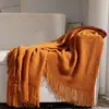 Manta Nórdica de Color Sólido Clase A con Borlas, Manta para Sofá, Manta para Siesta en la Oficina, Manta para Aire Acondicionado, Manta para el Pie de la Cama, Tejida