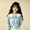 Conjunto de Saia Elegante e Fashion para Meninas, Conjunto de Duas Peças de Verão para Crianças Mais Velhas, Novo Estilo de Verão com Blazer de Lapela em Cor Contrastante