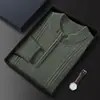 Suéter de Cachemira con Media Cremallera para Hombre Otoño e Invierno Nuevo Suéter de Cuello Alto Medio Prenda Base de Punto Suéter de Punto Casual de Negocios para Hombre de Mediana Edad