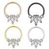 Anel Fechado de Aço Inoxidável Piercing Humano Joia de Cartilagem Argola de Nariz Flor de Três Pétalas Micro Zircônia Clipe de Orelha Brincos Brincos