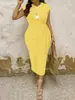 Moda Femenina Tallas Grandes 2026 Moda Transfronteriza Europea y Americana Comercio Exterior Vestido de Verano Ajustado de Cuello Redondo que Ceñe la Cintura