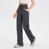 Calça Esportiva Drapeada Chaijue para Mulheres, Perna Larga Leica Cintura Alta Casual para Exterior, Calça de Fitness Yoga Escovada de Alta Elasticidade